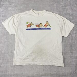 The Flintstones Shirt Men's XL White Vintage 2000 Y2K  Fred Spell Out Cartoon